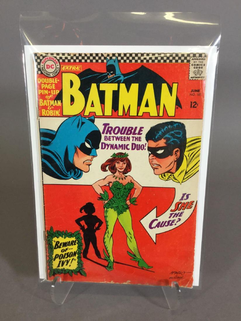 Batman #181 - 1966, Key Issue 1st Appearance of Poison: Includes Batman + Robin poster insert, Infantino + Anderson art, comic appears to be in very good condition, both staples are thoroughly attached