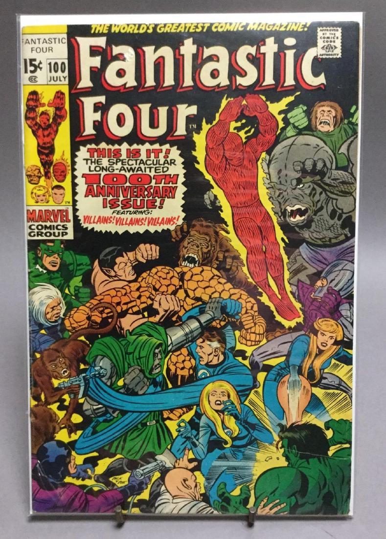 Fantastic Four #100-1970-100th Anniversary: Stan Lee story, Jack Kirby & Sinnott cover art. Comics appear to be in very good+ to fine+ condition.