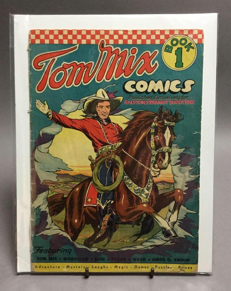 Tim Mix #1-1940- Origin of Tom Mix: Fred Meagher art. Comic appears to be in good condition. Does have tape on spine.