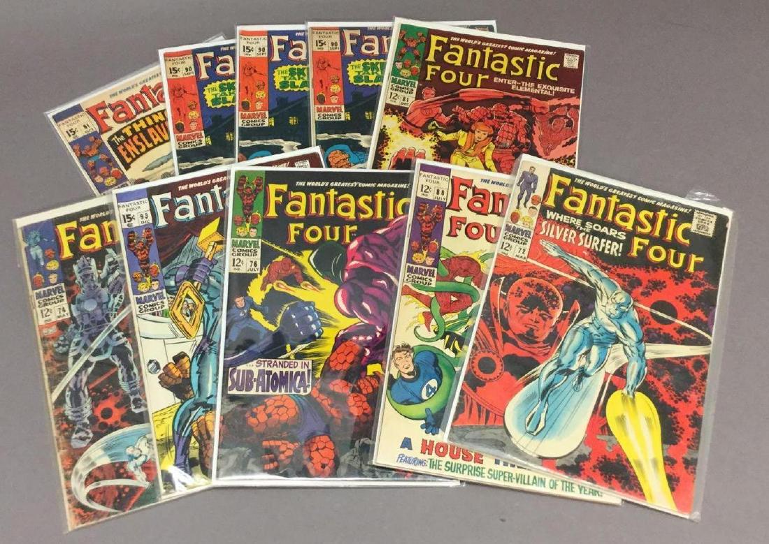 Ten Fantastic Four- Silver Age Comics: Silver Surfer- Galactus-Skrull- Mole Man-Psycho-Man-Watcher-Wizard and Crystal appearances, Things vs. Torgo. Stan Lee stories, Kirby amd Sinnott art covers, comics appear to be in very good to very f