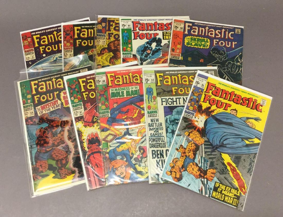 Ten Fantastic Four- Silver and Bronze Age Comics: Includes first appearance of the Monocle, Dr. Doom steals Silver Surfer powers, part 2-origin of Him (Warlock) in humans- Black Bolt-Skrullo, and more appearances, Crystal Joins F.F. Comics appear to 