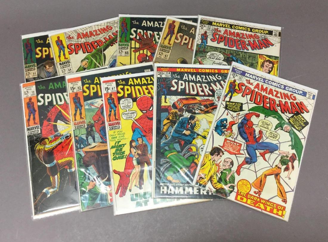 Ten Amazing Spiderman- Silver and Bronze Age Comics: Includes the second appearance of Kingpin and Hammerhead, first appearance of Robbie (brief) and Randy Robinson, Schemer and Vanessa Fisk,Vulture, My Sterio, Shocker, Prowler, Dr. Octupus and Human To