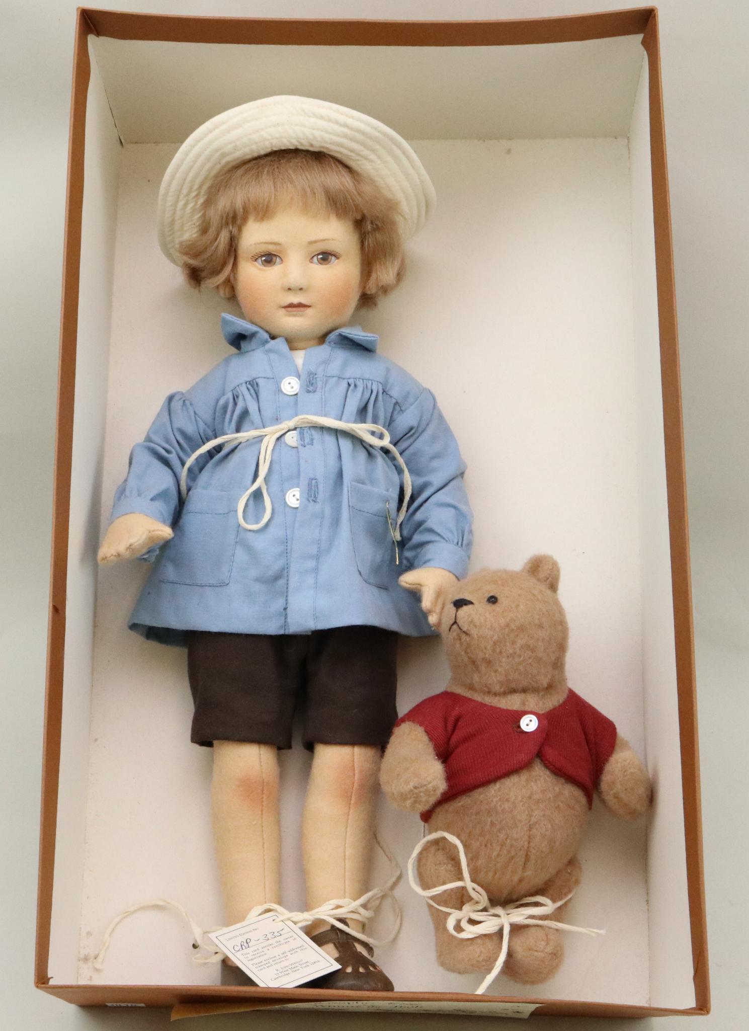 LOT OF R. JOHN WRIGHT.: MIB 19" "Christopher Robin" & 8 1/2" "Winnie-The-Pooh". No. 335/2500.