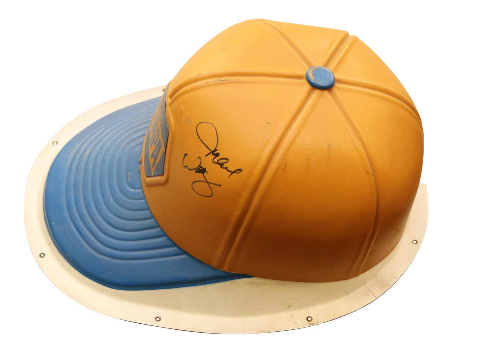 NAPA Molded Plastic Advertisement: Large NAPA molded plastic hat with signature. 24" x 19". Michael Waltrip signature on side. Cracked in back.