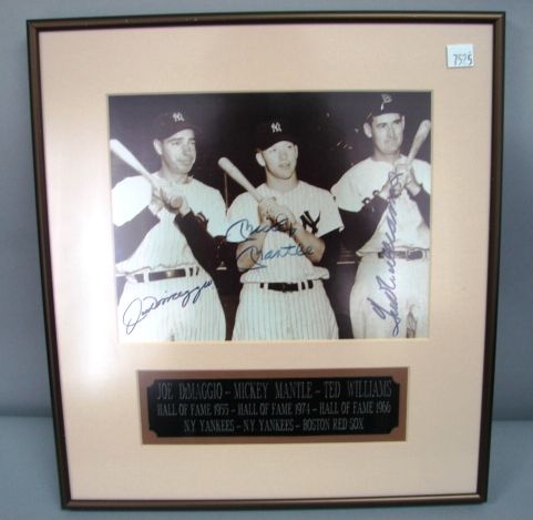 DiMaggio, Mantle, Williams Signed Picture