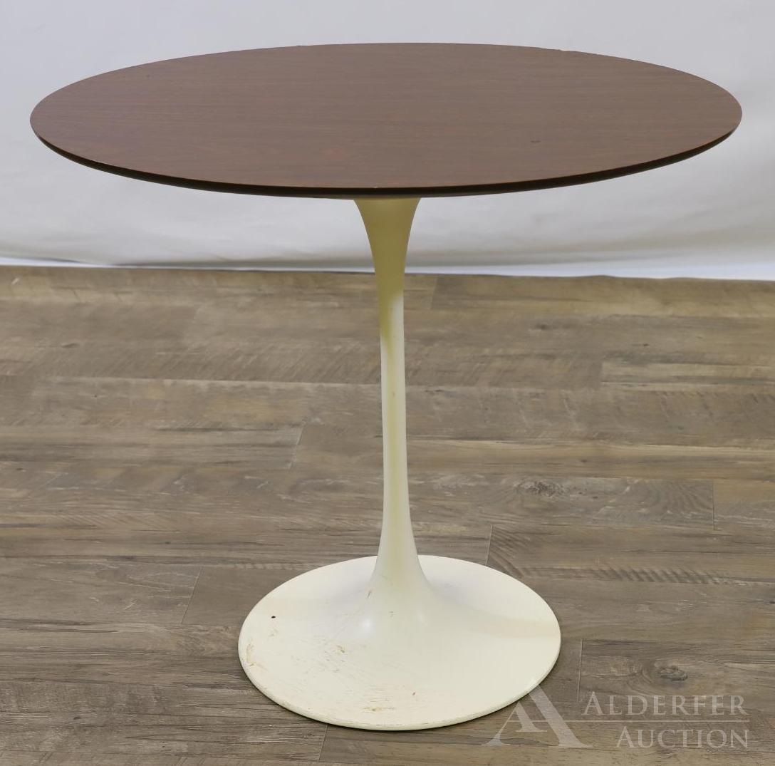 Eero Saarinen Tulip Side Table for Knoll: Wood top and white enameled cast base. 20"h x 22.75"w x 14.5"d