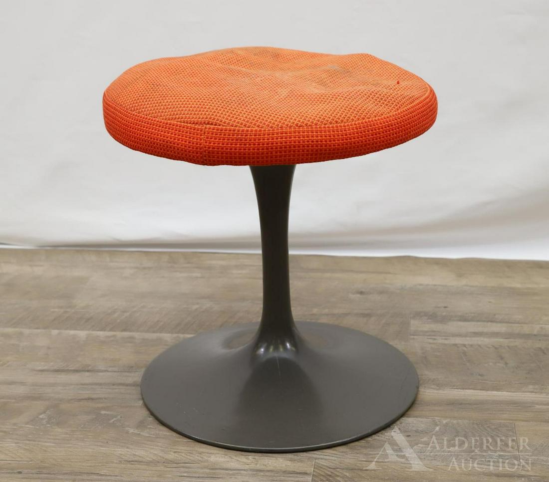 Eero Saarinen for Knoll Associates Stool: Metal tulip form base with red padded seat. 15"h x 13.5" round