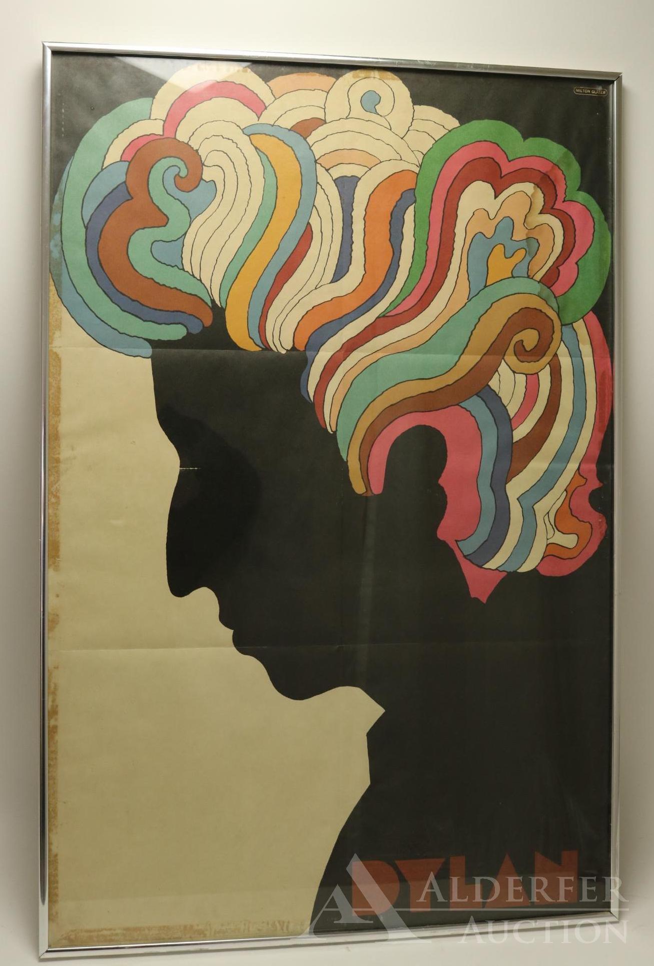 Milton Glase (born 1929) Bob Dylan Poster: Framed poster of folk-rock singer Bob Dylan, 1966. 33"h x 22"w