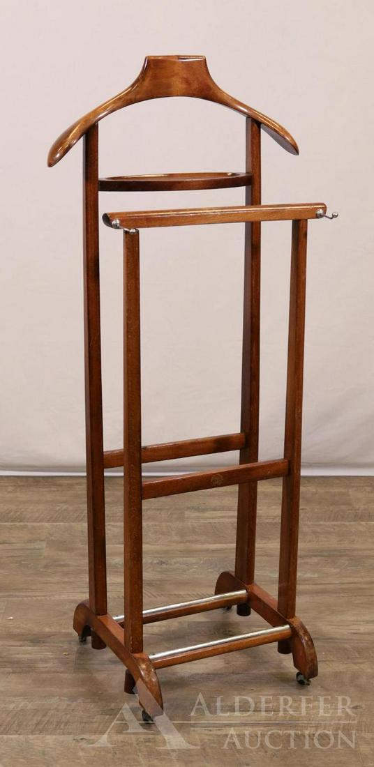 Italian Valet: Italian suit stand with tray. Maker stamp. 43"h x 15.5"w x 14"d