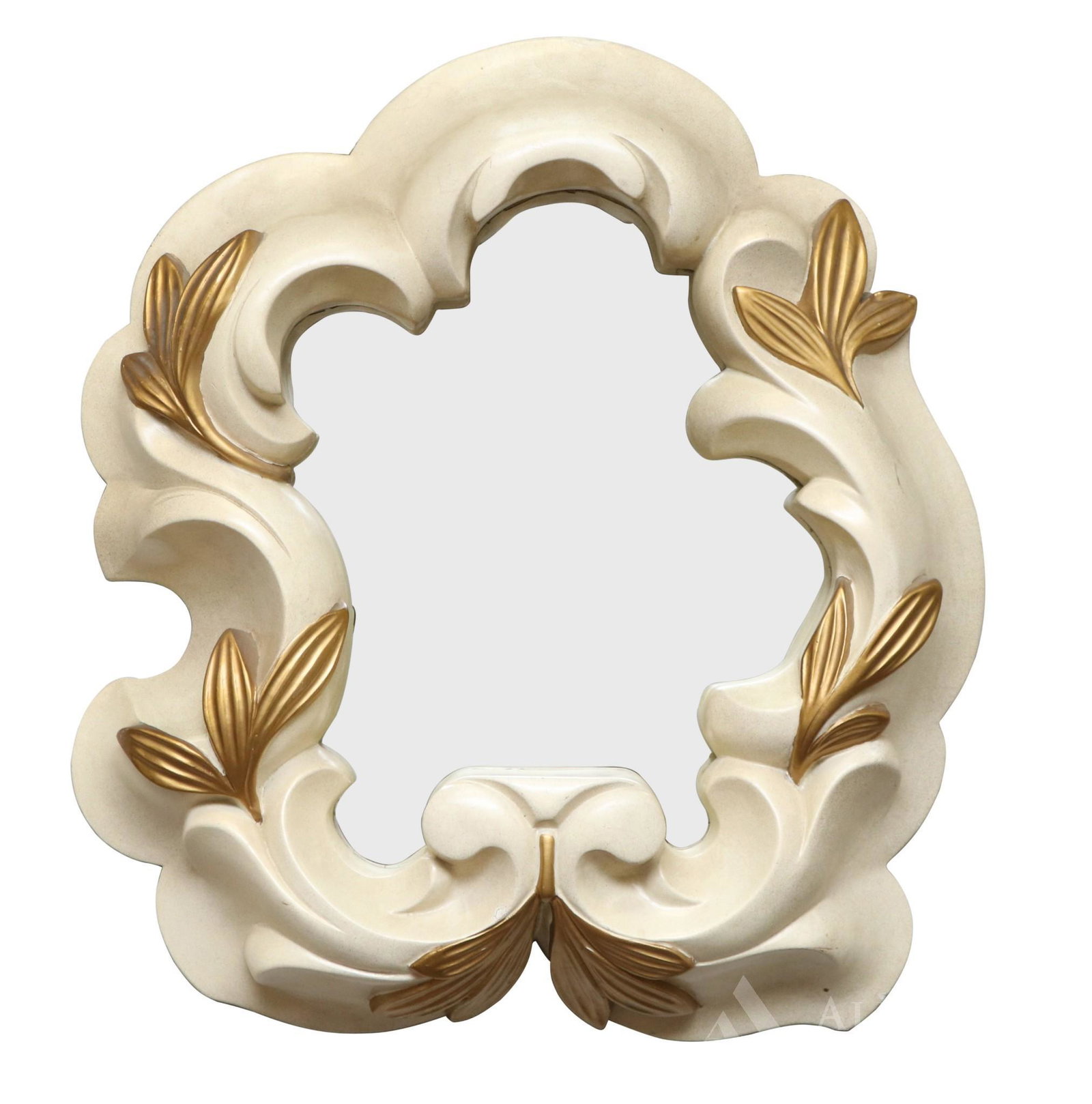 Cast Plaster Wall Mirror: Cast plaster wall mirror. 26"h x 21"w