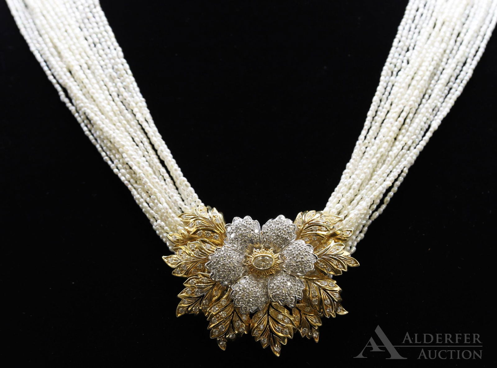 14KY Gold Freshwater Pearl Diamond Necklace (1 of 3)