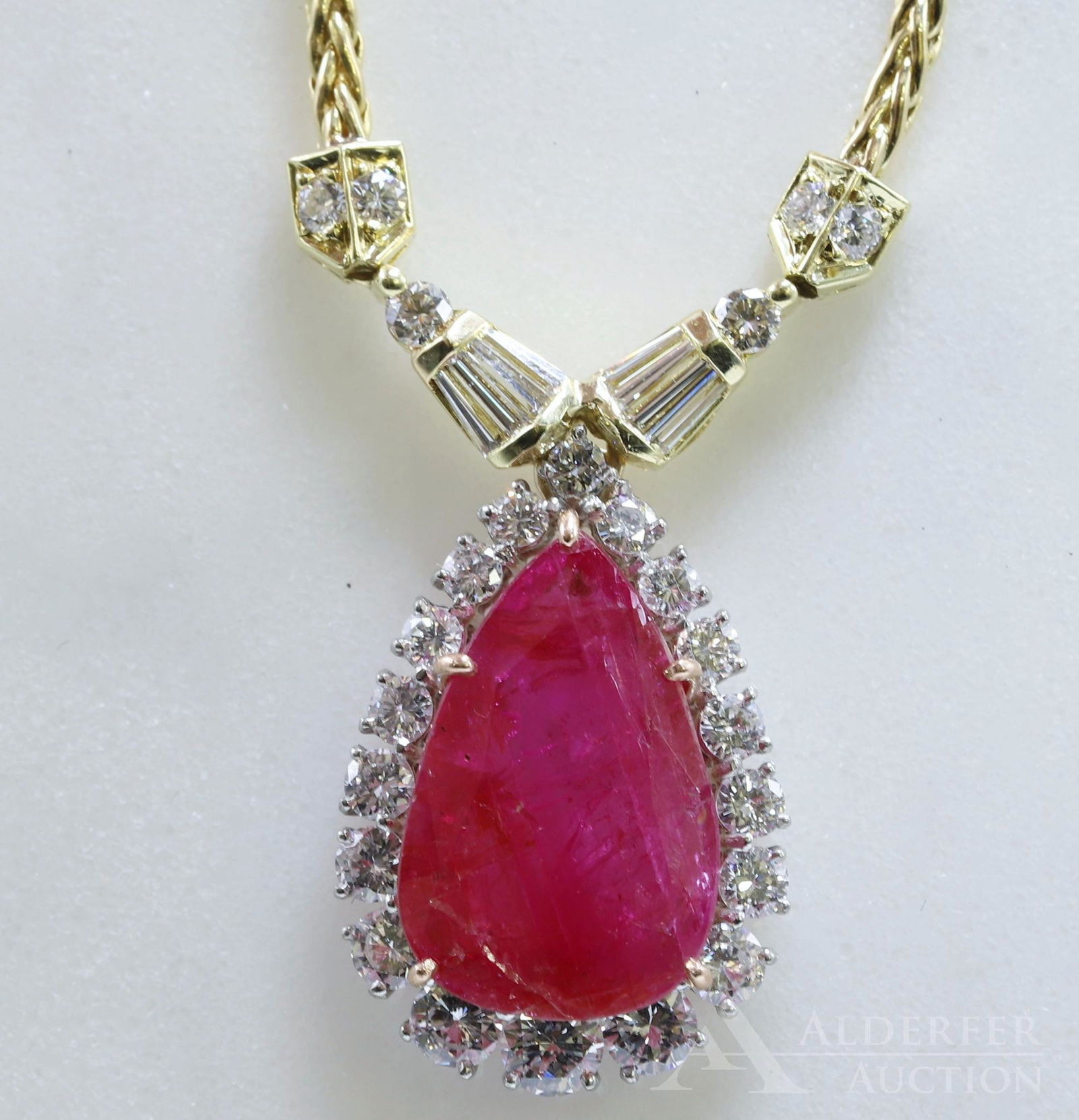 18KY Gold Burmese Ruby and Diamond Necklace (1 of 5)