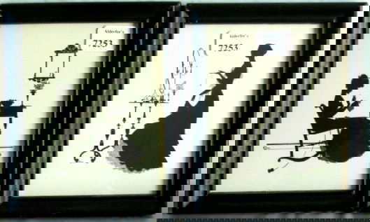 Wallace Nutting - Lot of Two Original Silhouettes: Lot of two original circa 1927 Wallace Nutting Silhouettes. Both Silhouettes are based upon an original drawing by Ernest John Donnelly, one of Wallace Nutting's employees. 1) Girl holds necklace by v