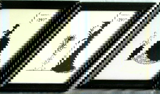 Wallace Nutting - Lot of Two Original Silhouettes: Lot of two original circa 1927 Wallace Nutting Silhouettes. Both Silhouettes are based upon an original drawing by Ernest John Donnelly, one of Wallace Nutting's employees. 1) Girl holds dove by urn.