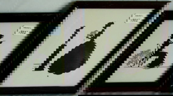 Wallace Nutting - Lot of Two Original Silhouettes: Lot of two original circa 1927 Wallace Nutting Silhouettes. Both Silhouettes are based upon an original drawing by Ernest John Donnelly, one of Wallace Nutting's employees. 1) Small-format 3.75x4.5".