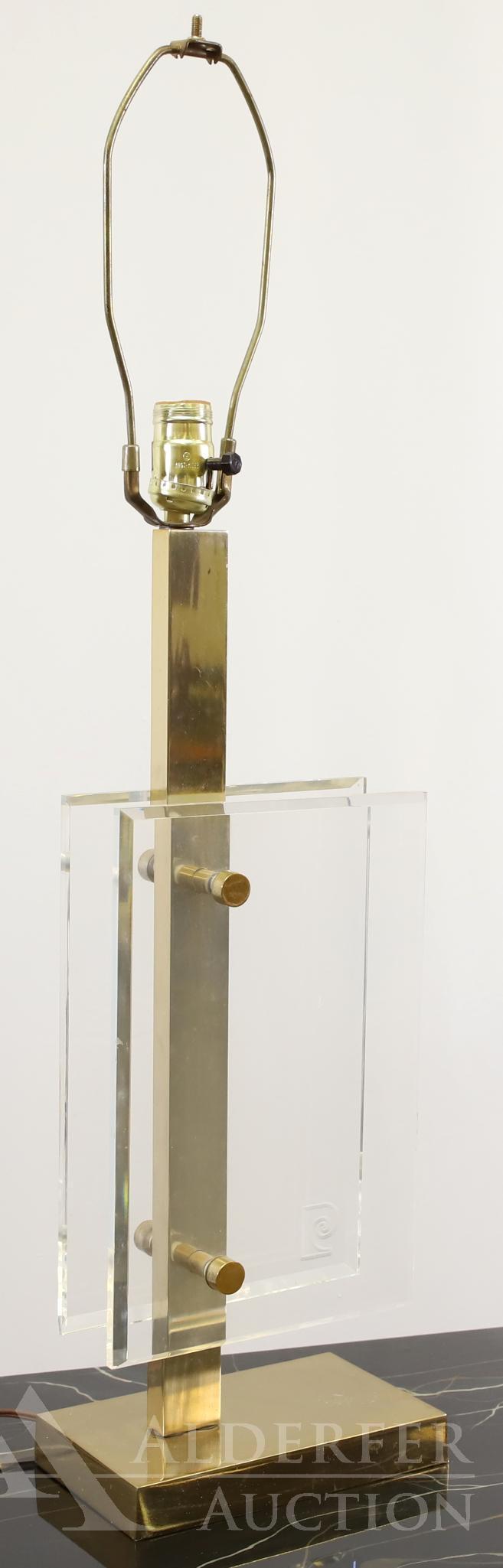 Pierre Cardin for Laurel Table Lamp: Brass and acrylic. Marked on acrylic. 32.5"h.