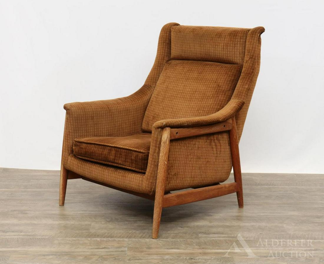Folke Ohlsson for Dux Lounge Chair Sweden: Upholstered arm chair with oak frame. 26.5"h x 25.5"w x 25"d