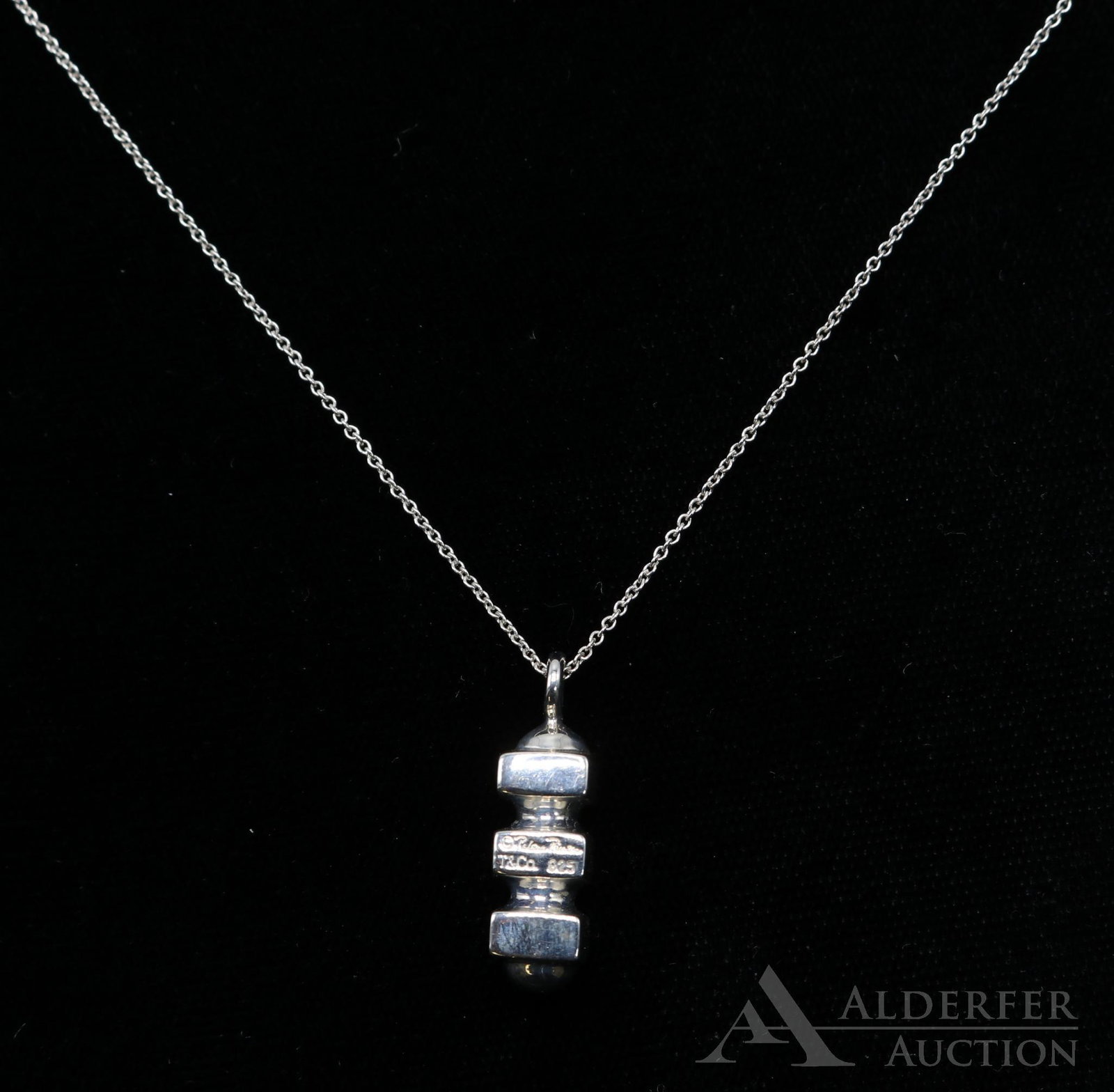 Tiffany & Co. Paloma Picasso Groove Pendant: Sterling silver 16" long chain with 1" long pendant. 7.7gtw.
