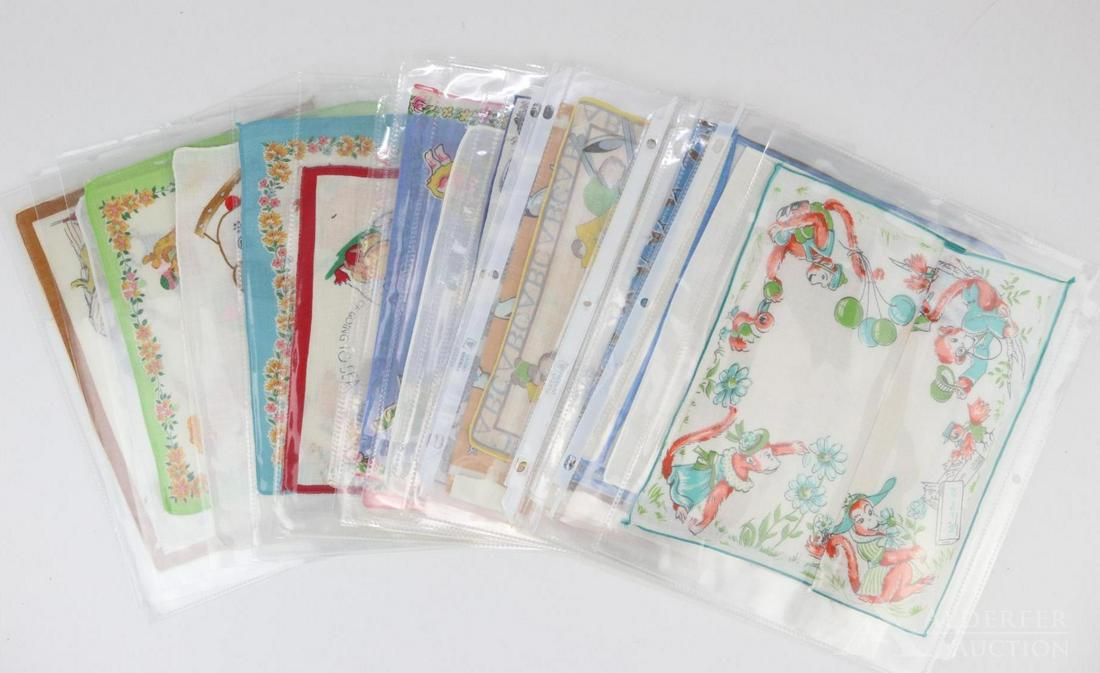 LOT OF HOLIDAY/NOVELTY.: Lot of (20) vintage ladies hankies with an animal pattern. Dogs, monkey, mice, squirrels, ducks, bears, elephants, and rabbits.