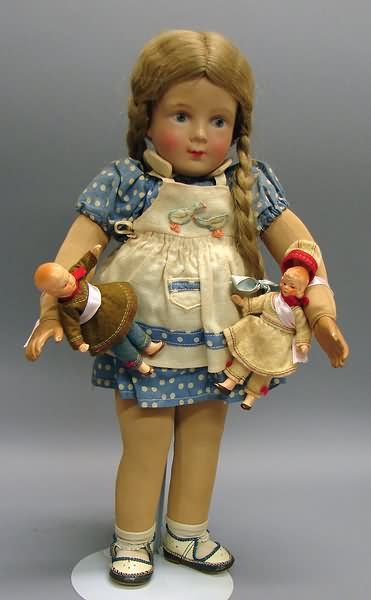 14" 1930's Composite Child with Dolls