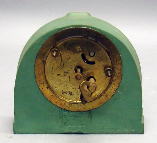4" Green Jasperware Kewpie Doll Clock - 2