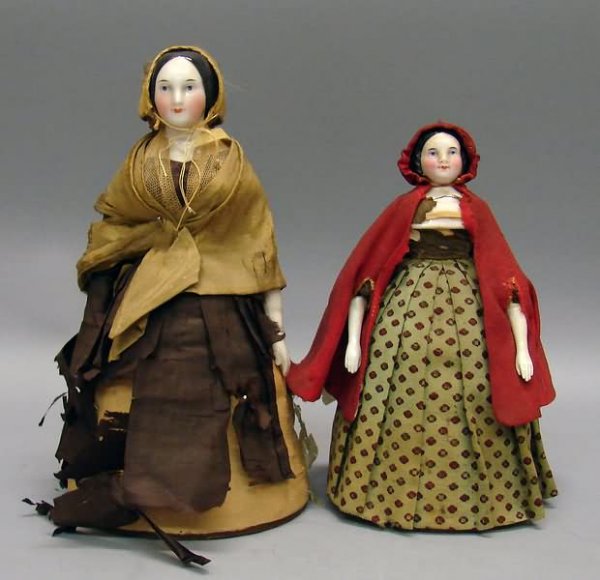 Pair of 19th C. China Pincushion Dolls