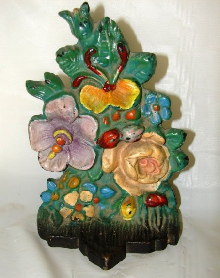 Cast Iron Doorstop - Flowers Door Stop