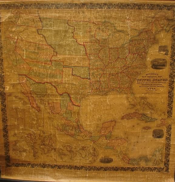 Hanging Wall Map of North America-19th century