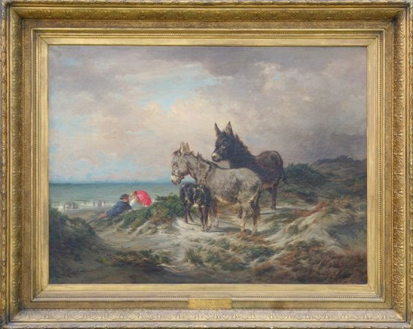 Peter Moran: As Others See Us, oil on canvas, 36 x 48, relined, craquelure, label notes Penna. Academy of Fine Arts Philadelphia Medal 1876. Artist: American, 1841-1914. Shipping: Call for shipping quote.