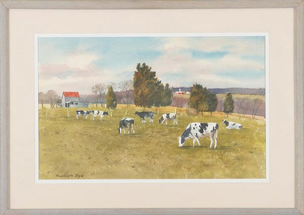 Ranulph Bye: West Amwell Landscape, March 17, 1992, watercolor, 13 1/2 x 21 1/4 (sight), SLL Ranulph Bye. Artist: American, 1916-2003. Shipping: $42.00 plus insurance.