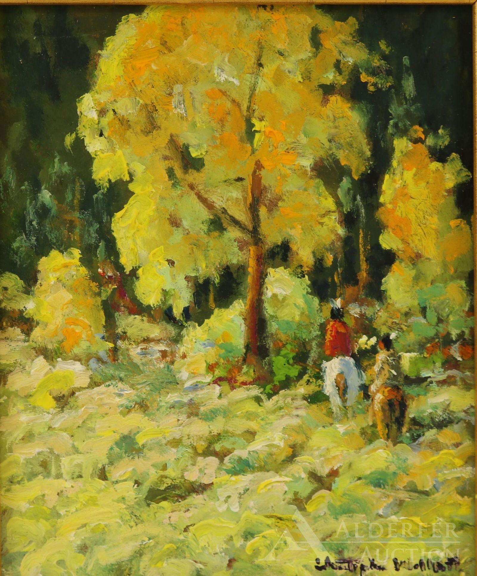 Christopher Willett (Born 1959): Oil on board, "Silent Passage Blackfeet", SLR, signed and titled en verso. 6"h x 5" and 8.5"h x 7.5"w framed