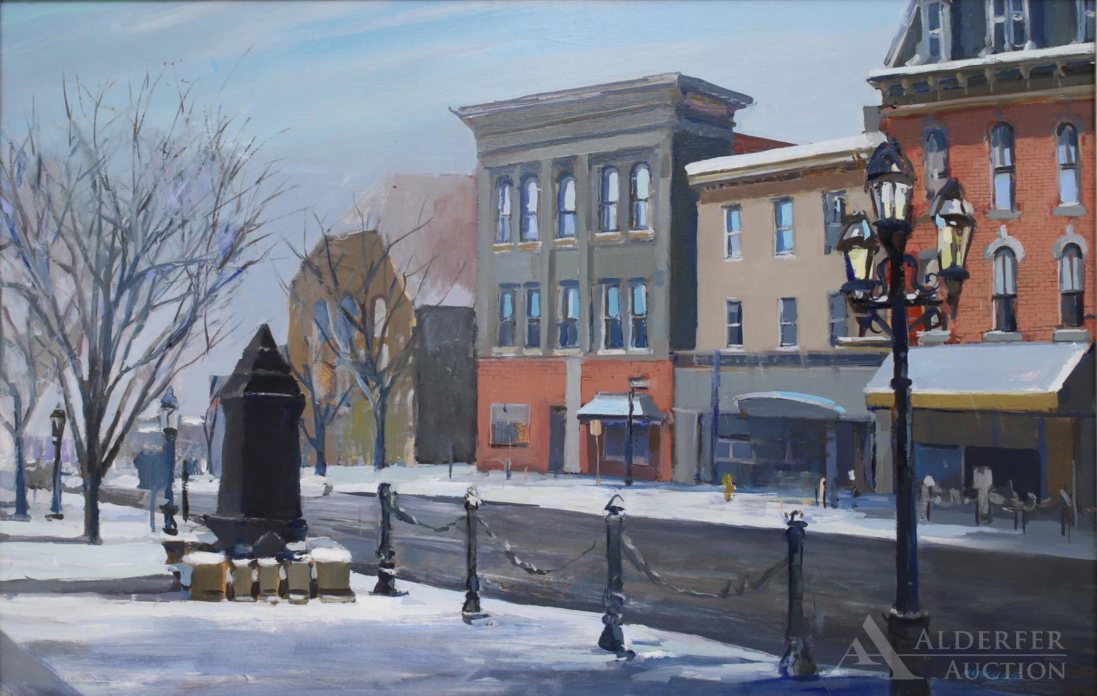 Ben Marcune (1935-2018): Oil on board, SLL, Main Street Bethlehem. 24”h x 36”w and 27.5”h x 39â€œw framed