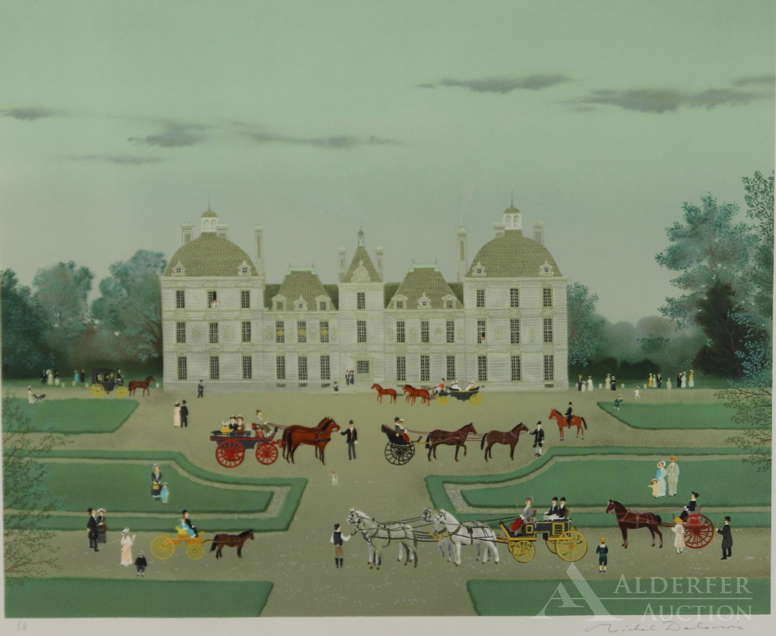 Michel Delacroix (Born 1933): Artist proof, "Cheverny", pencil signed LR, 20.25" x 24.25" sight 28.25 x 32.25 framed