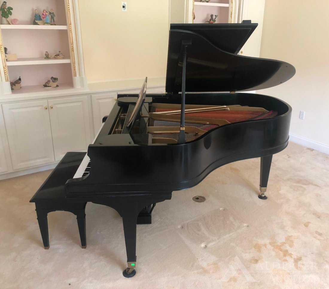 Mason and Hamlin Grand Piano: Model A Mason and Hamlin ebonized grand piano. Piano is located in Blue Bell, PA. Buyer will be notified for scheduled pick up and is responsible for manpower and transportation. Piano is located on t