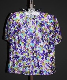 Andrè Laug Floral Short Sleeve Silk Blouse (M)