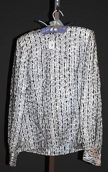 Andrè Laug Black/White L-S Silk Blouse (M)