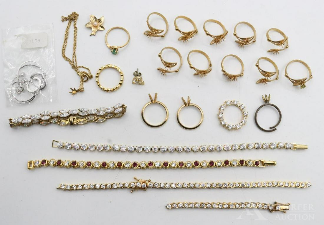 Bracelets and Settings: Grouping includes an assortment of tennis style bracelets and ring settings.