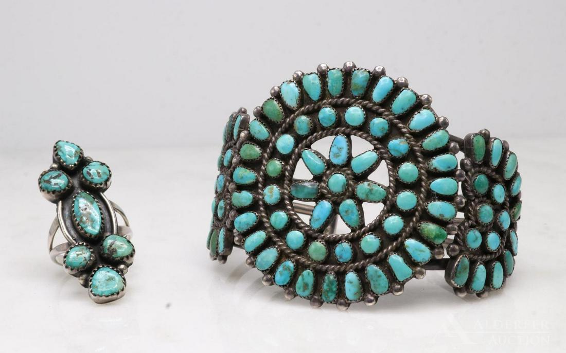 Silver Turquoise Bracelet and Ring (1 of 12)