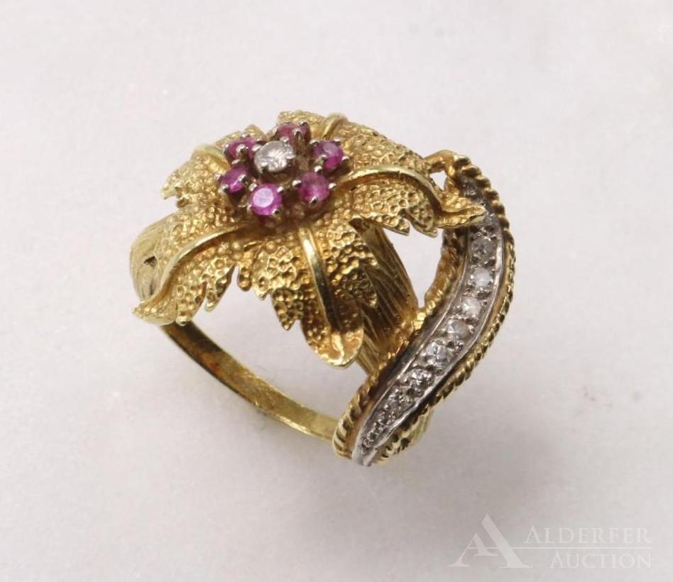 22KY Gold Ruby and Diamond Ring (1 of 9)