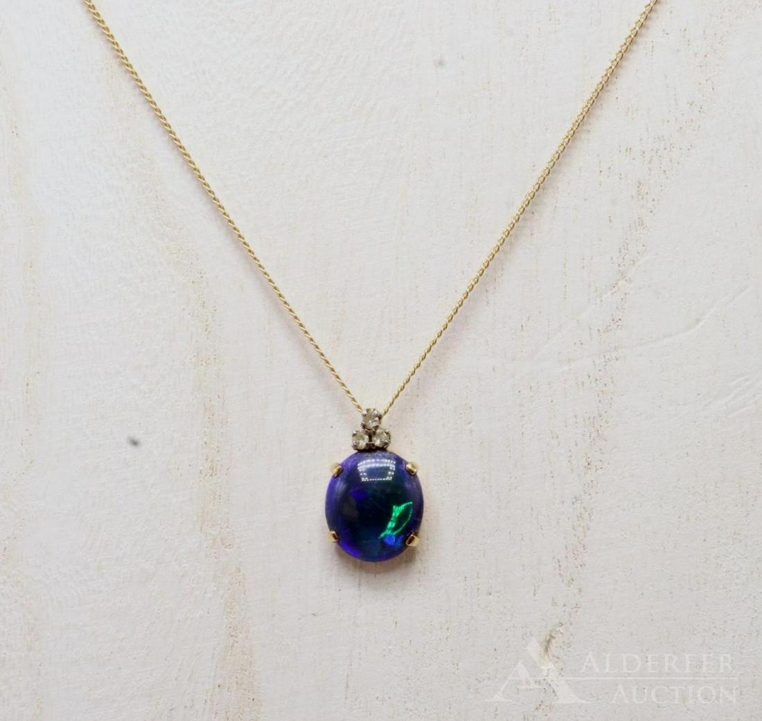 14KY Gold Black Opal Pendant on Chain (1 of 7)