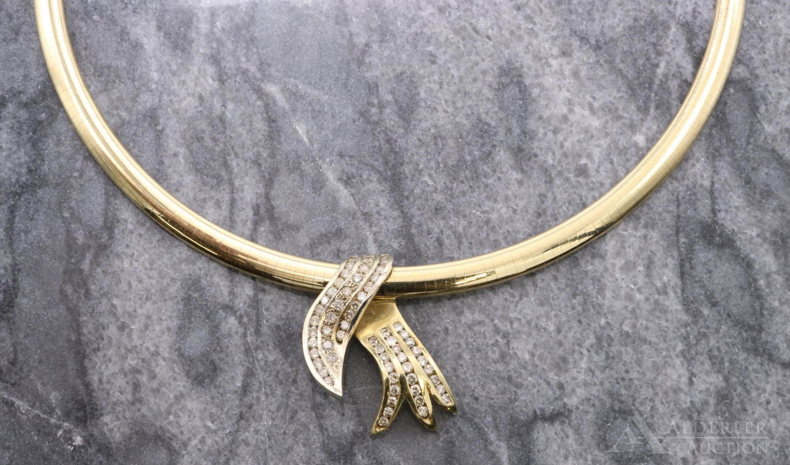 14KY Gold Diamond Pendant on Omega Chain (1 of 8)