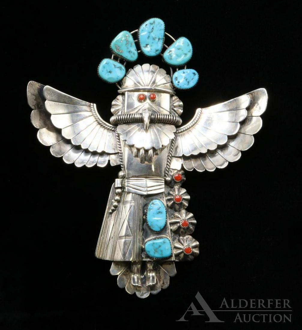 Sterling Silver Turquoise & Coral Bolo slide (1 of 6)