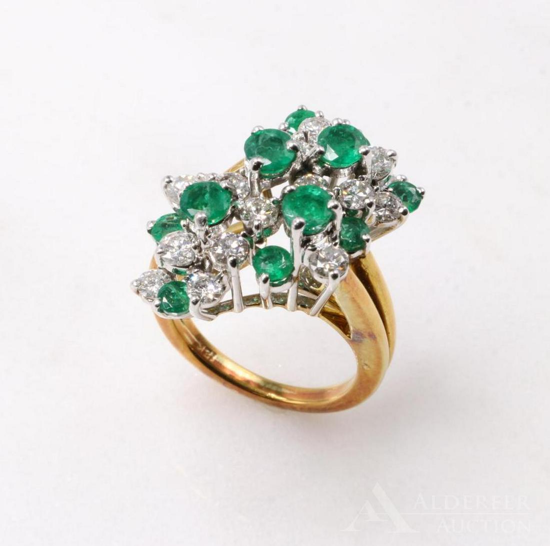18KY Gold Emerald and Diamond Ring (1 of 9)