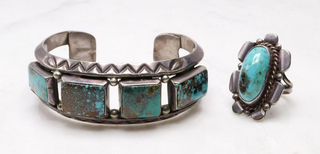 Silver Turquoise Bracelet and Ring (1 of 13)