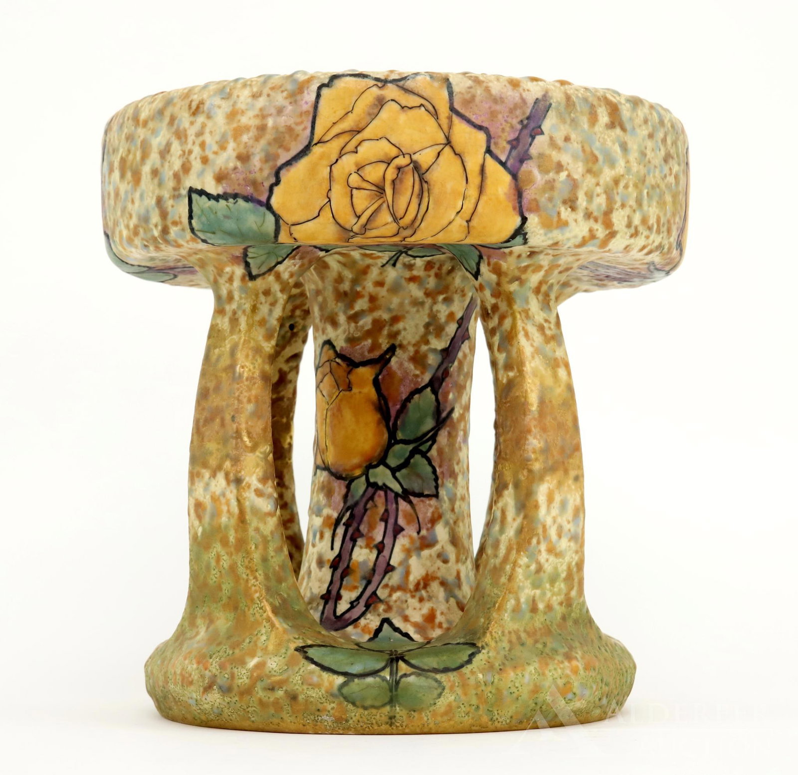 Amphora Jardinirere: Austrian jardiniere in the yellow rose pattern. 9.5"h x 9.5" round