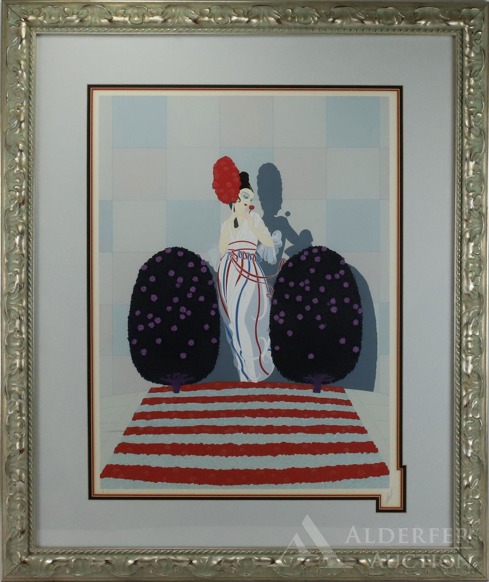 Erte - Romain De Tirtoff (1892 - 1990): Serigraph, "Lafayette", SLR, Artist's Proof. Art deco style illustration of a woman. 27.75"h x 19.5"w and 39"h x 32"w framed