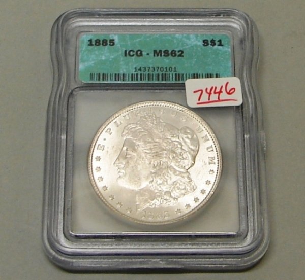 1885 ICG MS 62 MORGAN DOLLAR