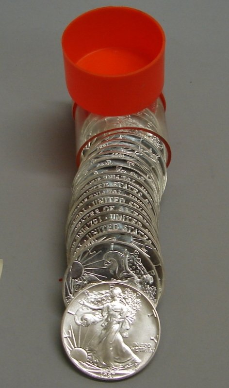 1987 SILVER EAGLE BU ROLL 20 PIECES