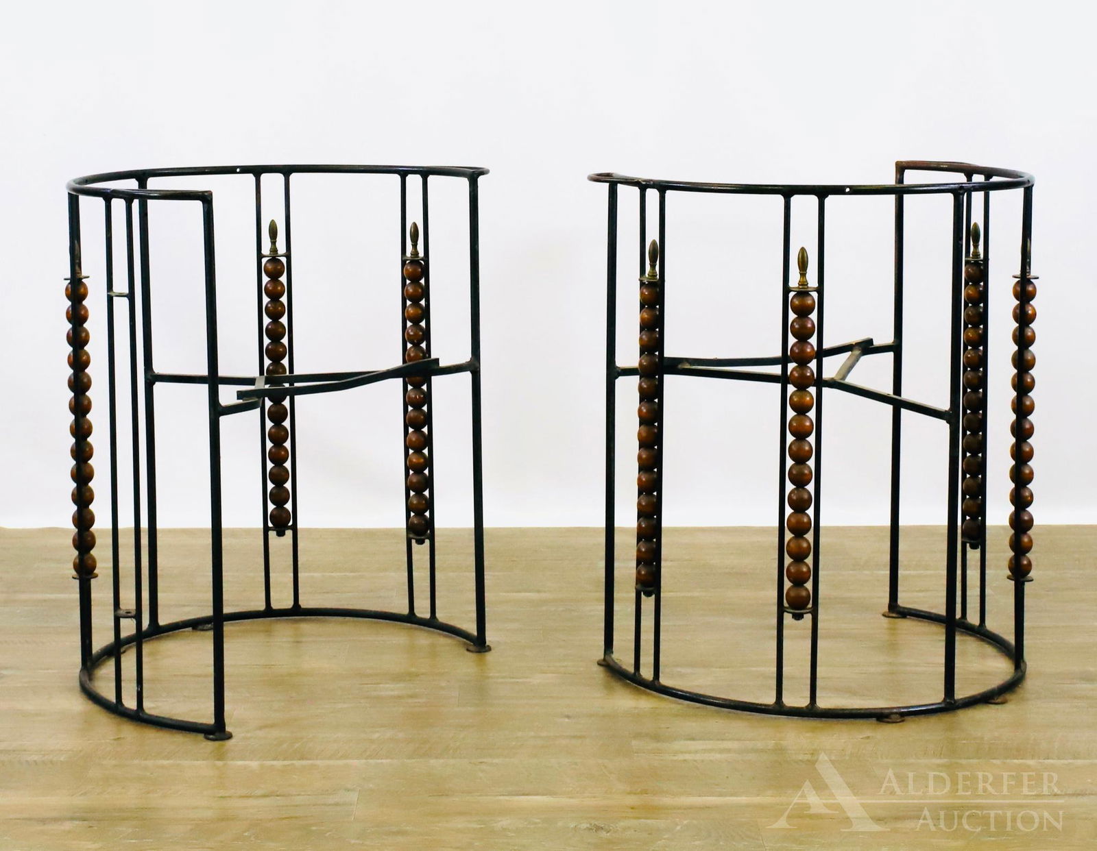 Industrial Wrought Iron Barrel Back Abacus Chairs (1 of 9)