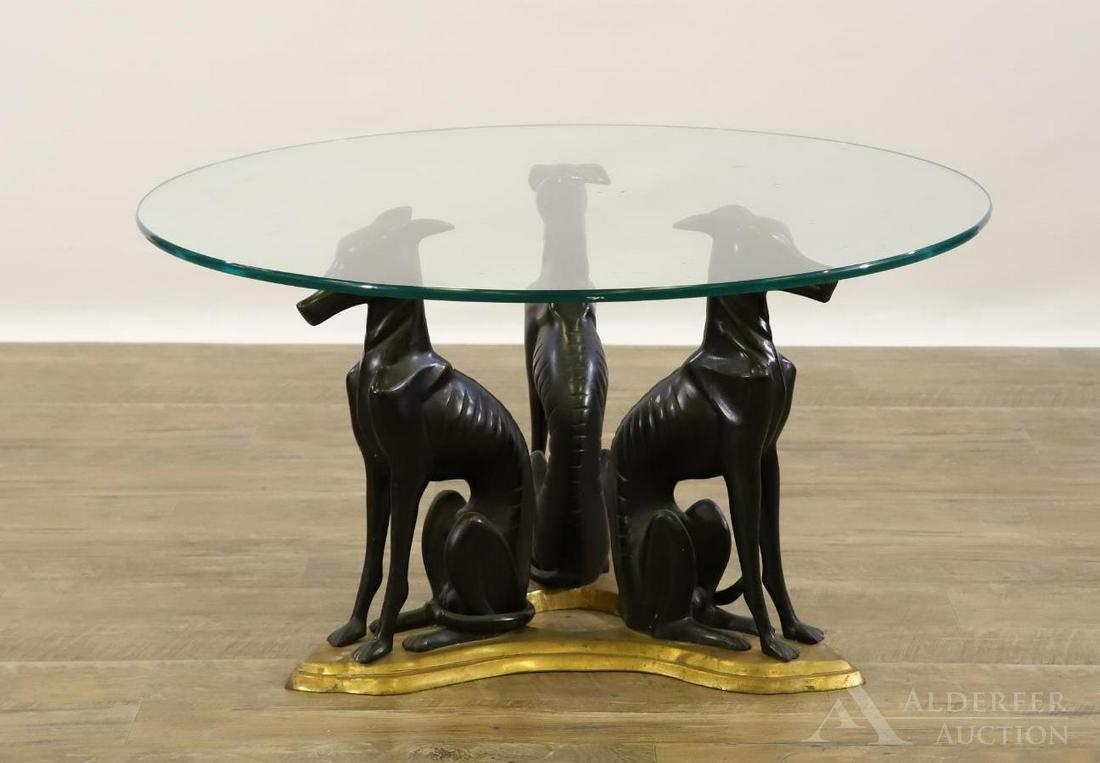 Maitland-Smith Bronze and Glass Whippets Coffee Table (1 of 6)